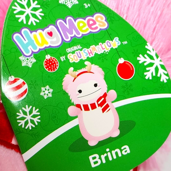🎄 BRINA 🐾  Pink Bigfoot with Red Scarf HugMee Christmas 2023 Original Squish - Picture 3 of 8